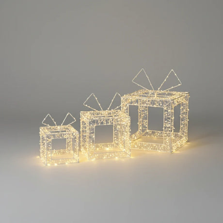Festive LED Lit Open Beaded Parcels - Set of 3 | P060112