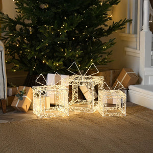 Festive LED Light Up Decoration | Open Beaded Parcels - Set of 3