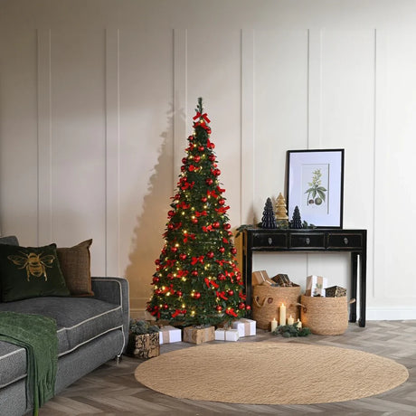 Festive Decorated Pop-Up Pre Lit Slim Christmas Tree 6ft 1.8m