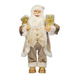 Festive Standing Cream and Gold Santa - 180cm