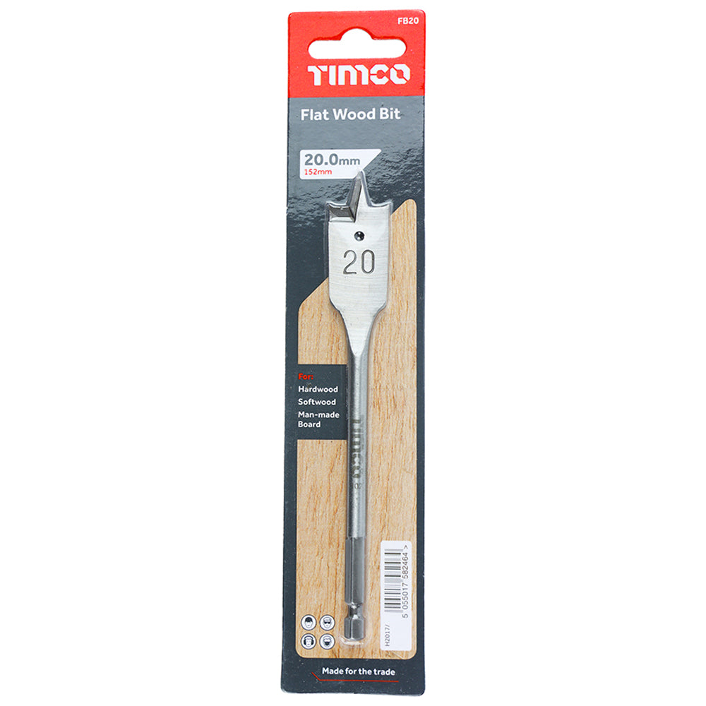 Timco Flat Wood Drill Bit 20mm X 152Mm | Fb20