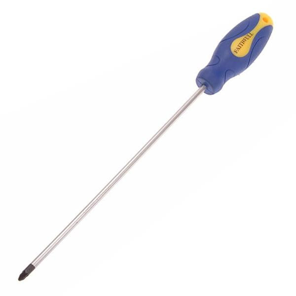 Faithfull Soft Grip Screwdriver Pozidriv Tip PZ2 x 250mm Long Reach | FAISDPZ2L