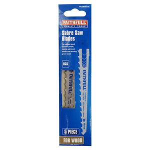Faithfull S617K Sabre Saw Blade Wood 150mm 3 TPI (Pack of 5) | FAISBS617K