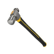 Faithfull ball pein hammer with 908g 32oz metal head and black fibreglass shaft with yellow grip accents on white background