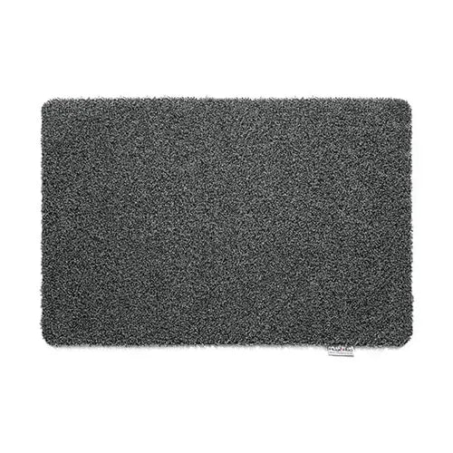 Hug Rug charcoal grey doormat measuring 50cm x 75cm with textured pile surface and rounded corners on white background
