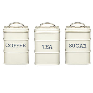 Living Nostalgia Metal Sugar Caddy Tin - Antique Cream | LNSUGARCRE
