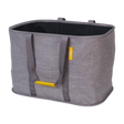 Joseph Joseph Hold All Max Laundry Basket in grey fabric with dark grey handles and yellow accents, featuring a black interior and reinforced rim