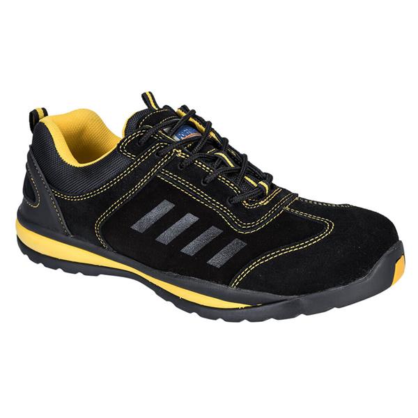 Portwest Steelite Lusum Safety Show Trainer - Black/Yellow Size 12 (EU47) | FW34BKR47