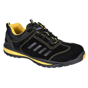 Portwest Steelite Lusum Safety Show Trainer - Black/Yellow Size 12 (EU47) | FW34BKR47