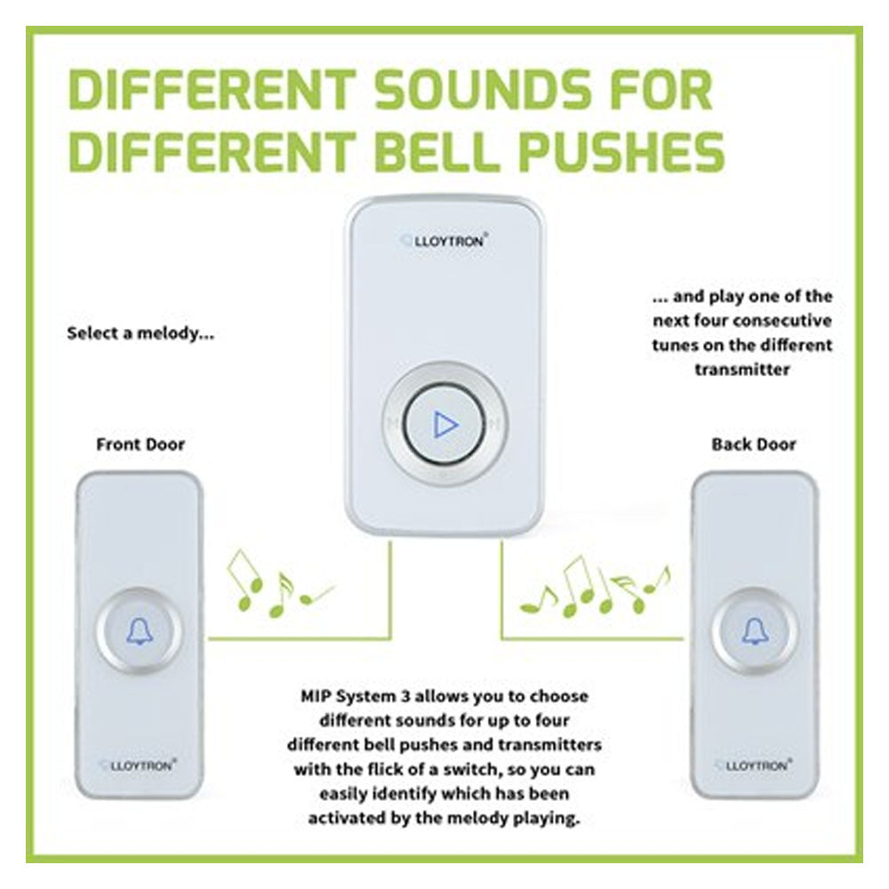 Lloytron 32 Melody Plugin Door Bell Chime Kit - White | DB7531W