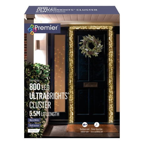 Premier 800 Low Voltage LED Multi-Action Ultrabrights Door Garland Cluster - Warm White | LV191441WW