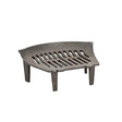 Heavy duty cast iron fire grate with curved basket design, parallel slot bars, and four sturdy legs in dark grey finish, 14 inch width