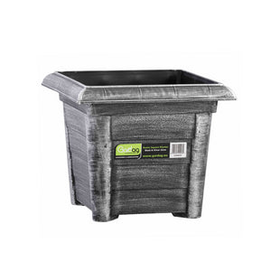 Gardag Rustic Square Planter Pot 32cm - Black & Silver | GA400939