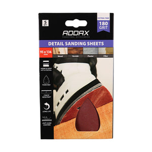 Addax Detail Sanding Pads - 180 Grit 95 x 136mm | 231811