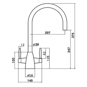 Clearwater Tutti Kitchen Sink Tap - Brushed Nickel | 2720155