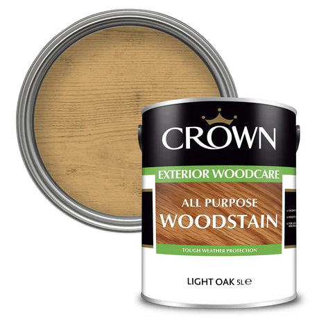 Crown Trade All Purpose Exterior Woodstain 5 Litre - Light Oak | 5088414