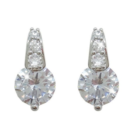 Tipperary Crystal Silver Round Stud Earrings With Pave Bale | 107106