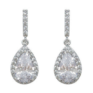 Tipperary Crystal Silver Pear Shape Earrings - White | 107144