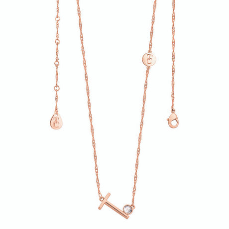 Tipperary Crystal Letter "T" Initial Necklace - Rose Gold | 141803