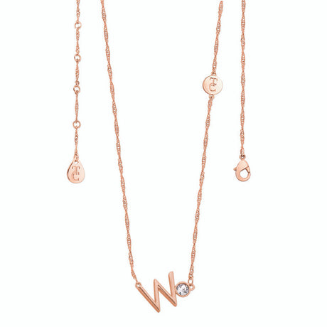 Tipperary Crystal Letter "W" Initial Necklace - Rose Gold | 141827