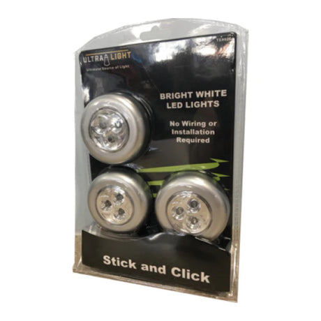 Ultralight 3 Pack Stick and Click LED Lights | TE8026