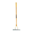 True Temper thatching rake with long wooden handle featuring metal rake head with multiple tines, natural wood shaft, and brass ferrule detail