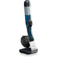 Joseph Joseph SinkTech soap dispenser dish brush with stand featuring a blue liquid reservoir, black bristles, white and silver base, and black cap on white background