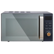Morphy Richards Clay 20 litre 800w microwave oven in grey flint with stainless steel handle, digital display, control buttons and wooden knob dial on right side panel