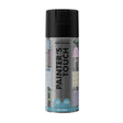 A can of Rust-Oleum Painter's Touch spray paint in a matte finish, featuring a black cap and a gray label with multicolor paint swatches.