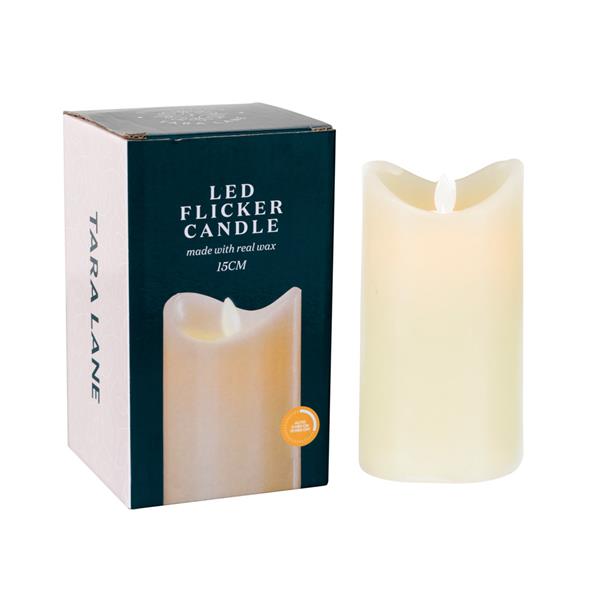Tara Lane Flicker LED Battery Candle 15cm with Timer - Ivory | W880