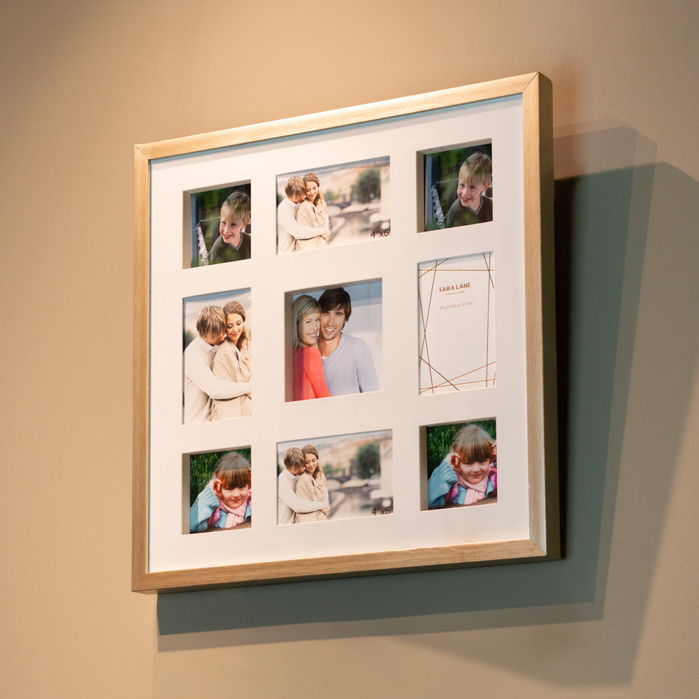 Tara Lane Gallery Collage 9 Picture Multi Photo Frame - Champagne | TL6671