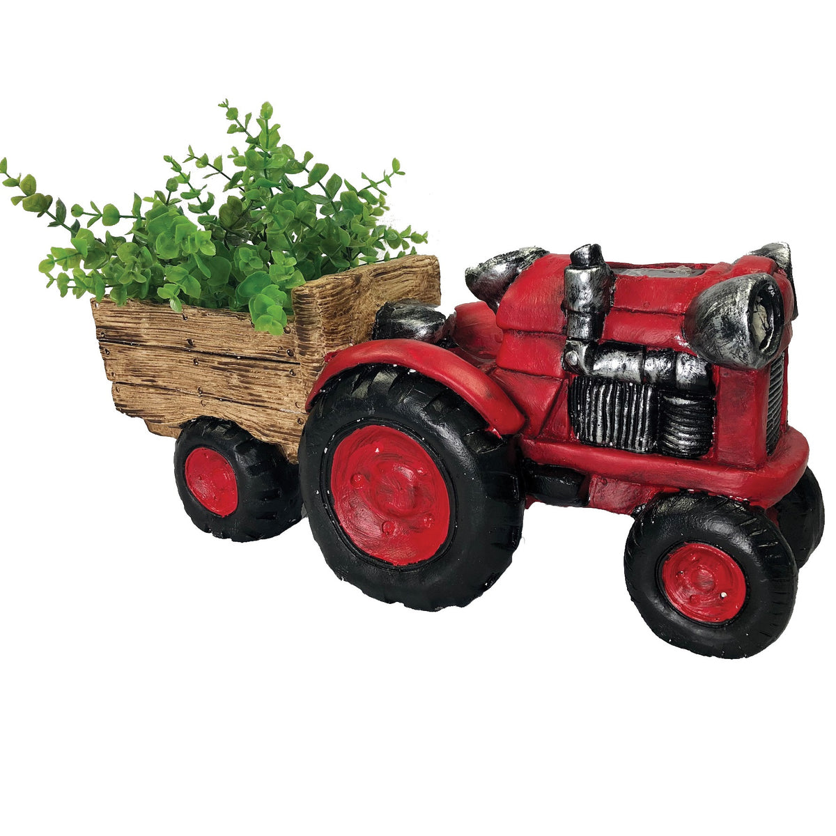 WGP Red Tractor Garden Planter with Solar Headlights | G0129 – Heavins