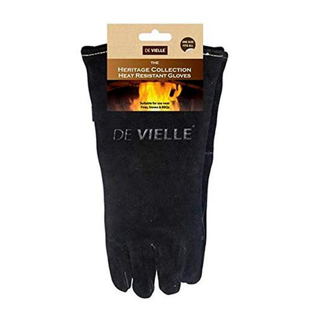 De Vielle Leather Heat Resistant Fire / Stove Gloves | DEV766494