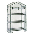 Proplus 3 tier greenhouse with clear PVC cover and green metal frame shelving for plant sprouting and growing