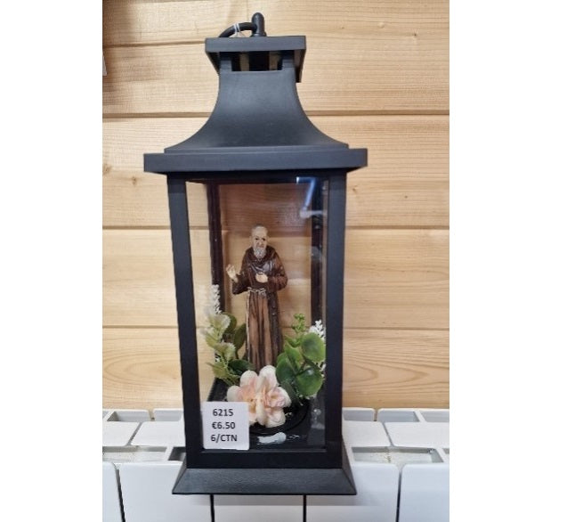 WGP Lantern with Padre Pio 27cm - Black | 6215