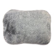 De Vielle plush grey rechargeable electric hot water bottle with soft fuzzy fabric cover and rounded rectangular shape on white background