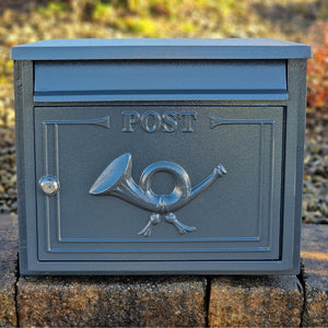 Paprika The Liffey Built-In Cast Aluminium Letterbox Postbox - Anthracite Antique Grey