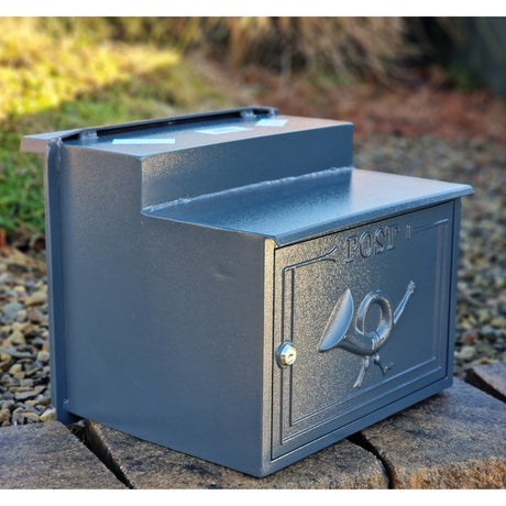 Paprika The Danube Through The Wall Cast Aluminium Letterbox Postbox - Anthracite Antique Grey