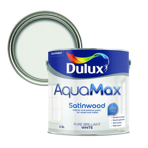 Dulux Aquamax Satinwood Water Based 2.5 Litre Wood and Metal Paint - Brilliant White | 5775515
