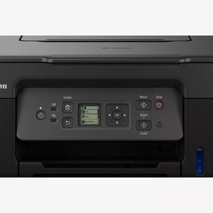Canon printer control panel with various buttons and a display on a white background