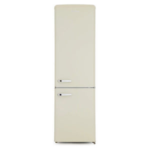 Amica cream retro style fridge freezer with 60/40 split doors and chrome handles, 181cm tall