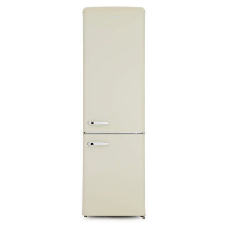 Amica cream retro style fridge freezer with 60/40 split doors and chrome handles, 181cm tall