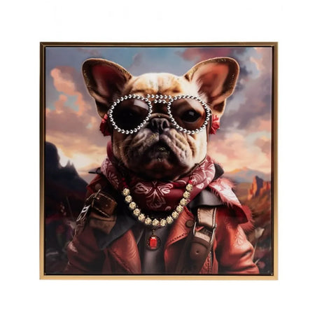 Stonewall Gallery Framed & Textured Picture - Funky Bulldog 52.5cm x52.5cm x 2.8cm | BA21