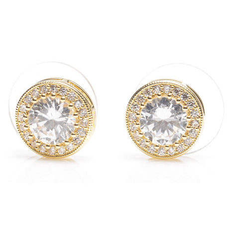 Newgrange Living Large White Stone Earrings - Gold | 600325P