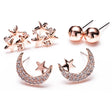 Newgrange Living Sun Moon and Star Earrings Set of 3 - Rose Gold