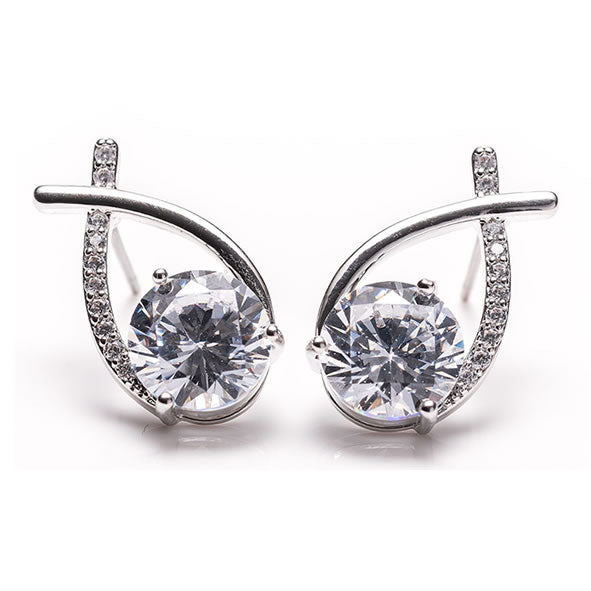 Newgrange Living Cross Diamond Earrings Pair - Silver