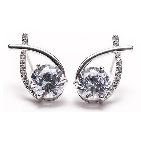 Newgrange Living Cross Diamond Earrings Pair - Silver