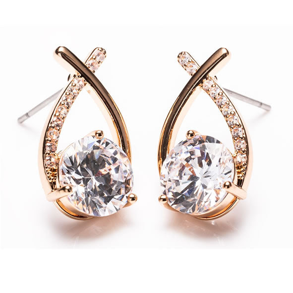 Newgrange Living Cross Diamond Earrings Pair - Gold