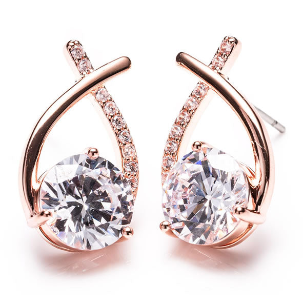 Newgrange Living Cross Diamond Earrings Set - Rose Gold
