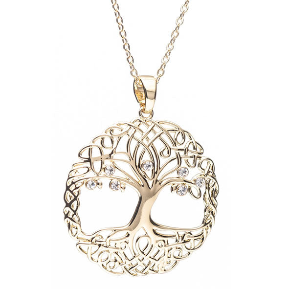 Newgrange Living Large Tree of Life Pendant - Gold